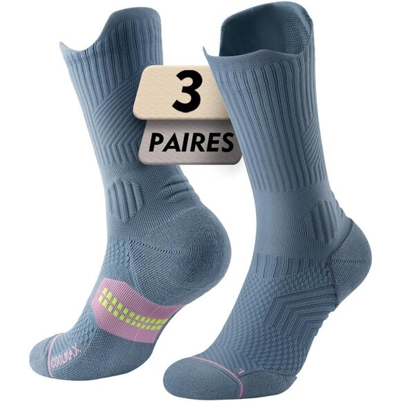 Womens Coolmax Bamboo Viscose Compression Running Crew Socks Moisture-Wicking A